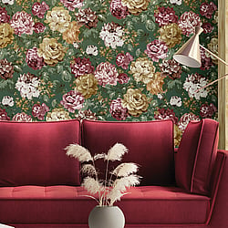 Galerie Wallcoverings Product Code 42535 - Opulence Wallpaper Collection - Green Pink Colours - Italian Floral Design