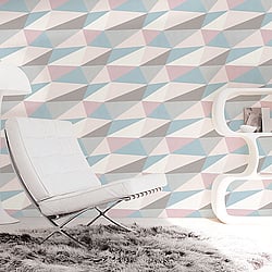 Galerie Wallcoverings Product Code 51183603 - Skandinavia 2 Wallpaper Collection - Pink Blue Grey White Colours - Pink Blue Triangle Geometric Design