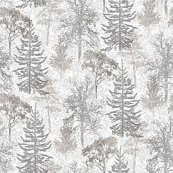 Galerie Wallcoverings Product Code 7311 - Evergreen Wallpaper Collection - Grey Mica Colours - Trees Design