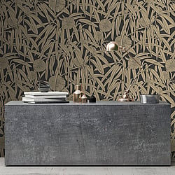 Galerie Wallcoverings Product Code DA23232 - Luxe Wallpaper Collection - Gold Black Colours - Two Tone Leaf Design