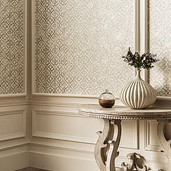 Galerie Wallcoverings Product Code DWP0246-05 - Emporium Wallpaper Collection - Cream Gold Colours - Aged Quatrefoil Design