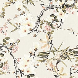 Galerie Wallcoverings Product Code ES31101 - Escape Wallpaper Collection - Cream, Beige, Green, Pink, Brown, Black, Grey, Red Colours - Apple Blossom Tree Design