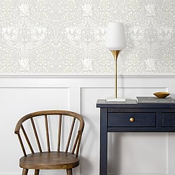 Galerie Wallcoverings Product Code ET12605 - Arts and Crafts Wallpaper Collection - Taupe Cream Colours - Ogee Flora Design