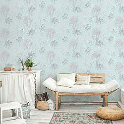 Galerie Wallcoverings Product Code FH37510 - Homestyle Wallpaper Collection - White Blue Grey Colours - Queen Annes Lace Design