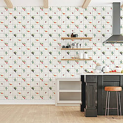 Galerie Wallcoverings Product Code G45417 - Just Kitchens Wallpaper Collection - Taupe Red Blue Colours - Fruit Tile Design