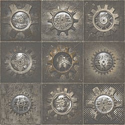 Galerie Wallcoverings Product Code G56229 - Steampunk Wallpaper Collection - Bronze Brown Colours - Industrial Tiles Design