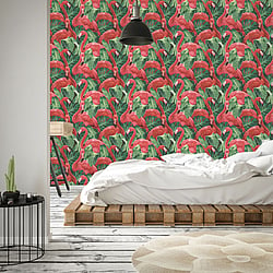 Galerie Wallcoverings Product Code G56405 - Global Fusion Wallpaper Collection -  Flamingos Design