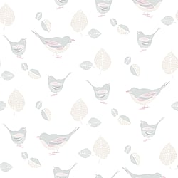 Galerie Wallcoverings Product Code G56540 - Just 4 Kids 2 Wallpaper Collection - Grey Beige Pink Colours - Pretty Birds Design