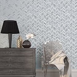 Galerie Wallcoverings Product Code G67711 - Special FX 2 Wallpaper Collection - Silver Grey Blue Colours - Glitter Chevrons Design