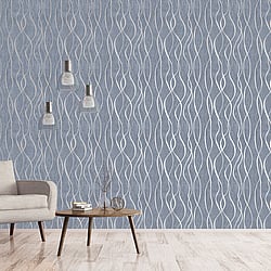 Galerie Wallcoverings Product Code G67720 - Special FX 2 Wallpaper Collection - Blue Silver Grey Colours - Glitter Ribbons Design