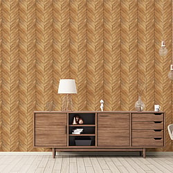 Galerie Wallcoverings Product Code G67998 - Natural FX 2 Wallpaper Collection - Warm Brown Yellow Colours - Chevron Wood Design