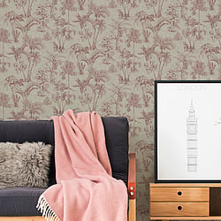 Galerie Wallcoverings Product Code HV41021 - Havana Wallpaper Collection - Brown Red Colours - Havana Jungle Palms Design