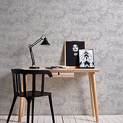 Galerie Wallcoverings Product Code HV41029 - Havana Wallpaper Collection - Cream Grey Metallic Colours - Havana Tree Motif Design