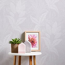 Galerie Wallcoverings Product Code WH30147 - Welcome Home Wallpaper Collection - Silver Grey Colours - Botanical Leaves Design