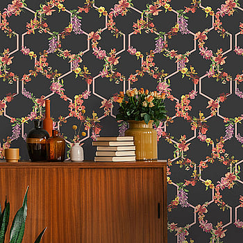 Galerie Wallcoverings Product Code 12649 - Ted Baker Fantasia Wallpaper Collection - Black Pink Purple Green Yellow Red Colours -  