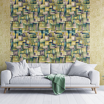 Galerie Wallcoverings Product Code 26800 - Crafted Wallpaper Collection - Yellow Purple Blue Green White Colours -  