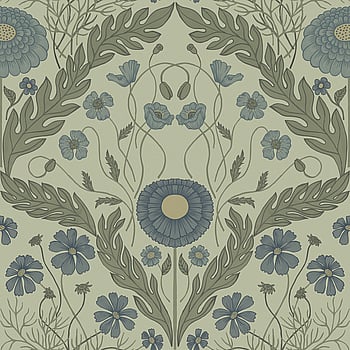 Galerie Wallcoverings Product Code 51001 - Blomstermala Wallpaper Collection - Blue Green Colours -  
