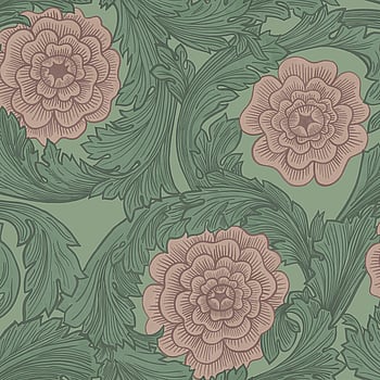 Galerie Wallcoverings Product Code 51011 - Blomstermala Wallpaper Collection - Green Pink Colours -  