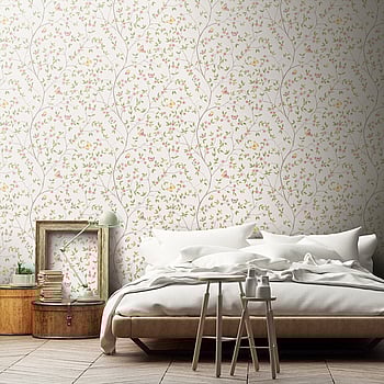 Galerie Wallcoverings Product Code 51026 - Blomstermala Wallpaper Collection - Pink Green Beige White Colours -  