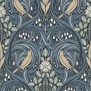 Galerie Wallcoverings Product Code ET12212 - Arts and Crafts Wallpaper Collection - Blue Olive Beige Colours -  